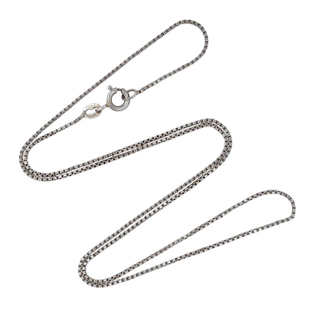 Estate Italy Sterling Silver 925 1.0mm Box Link Chain Necklace 18.5"